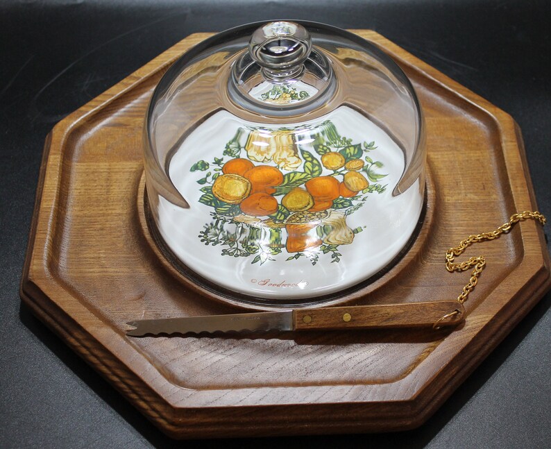 Goodwood Octagonal Cheese and Cracker Tray With Glass Dome Lid Etsy