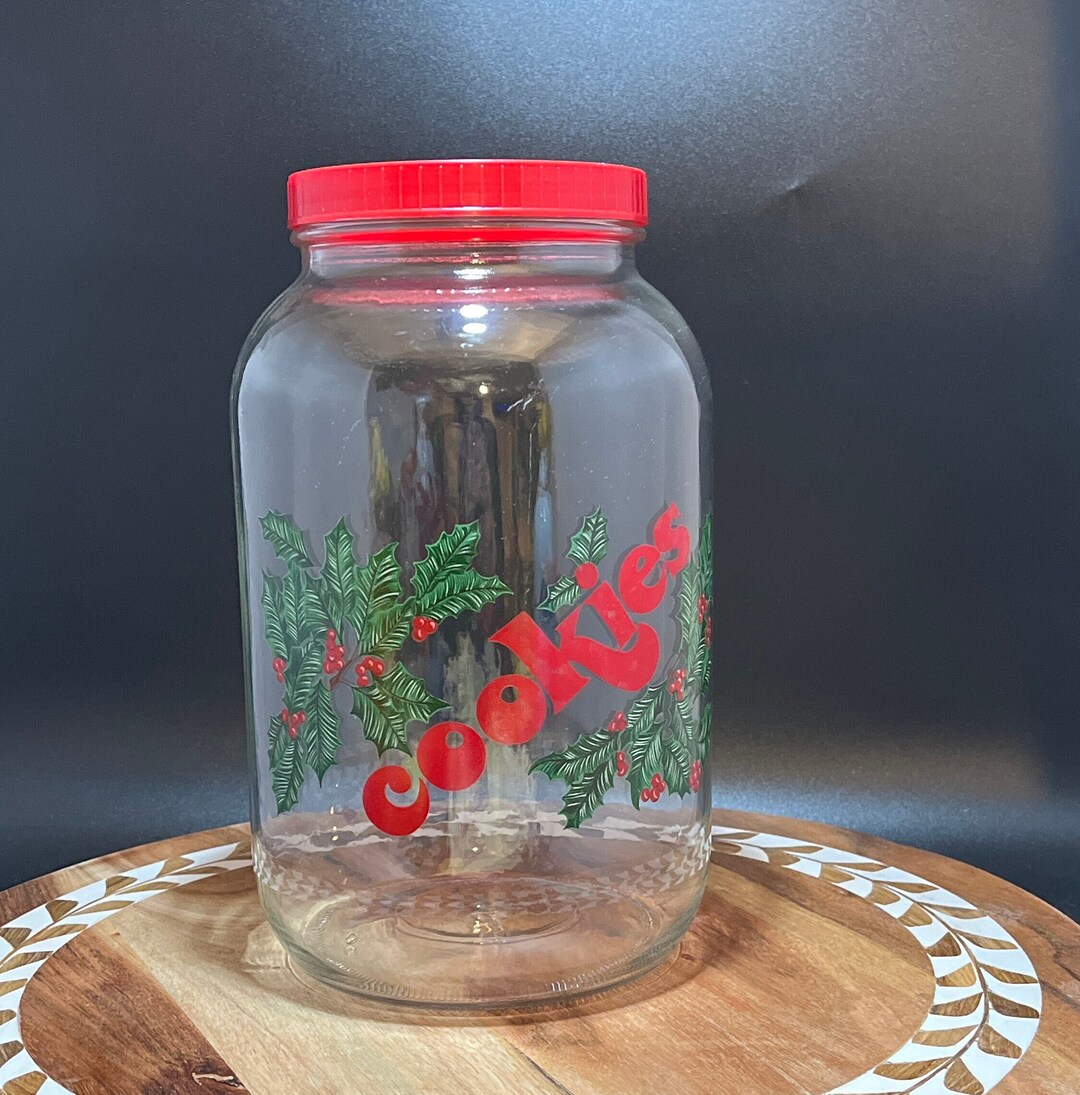 Christmas cookies Glass Jar With Holly and Berries Etsy