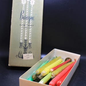 Vintage 1960s Assorted Box of Unused Taper Candles with Box