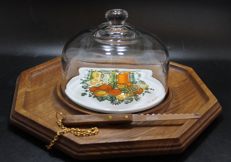 Goodwood Octagonal Cheese and Cracker Tray With Glass Dome Lid Etsy