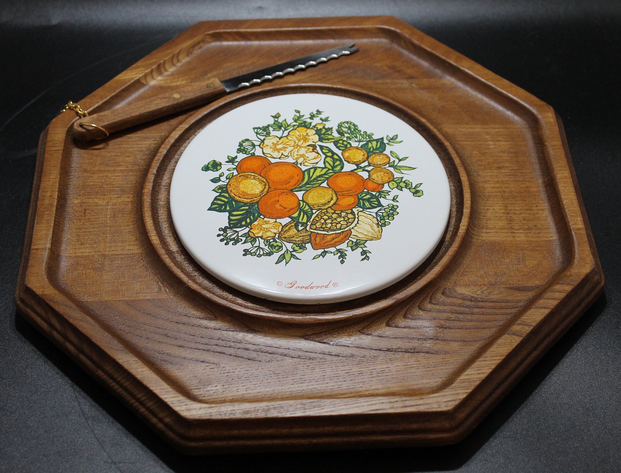 Goodwood Octagonal Cheese and Cracker Tray With Glass Dome Lid Etsy