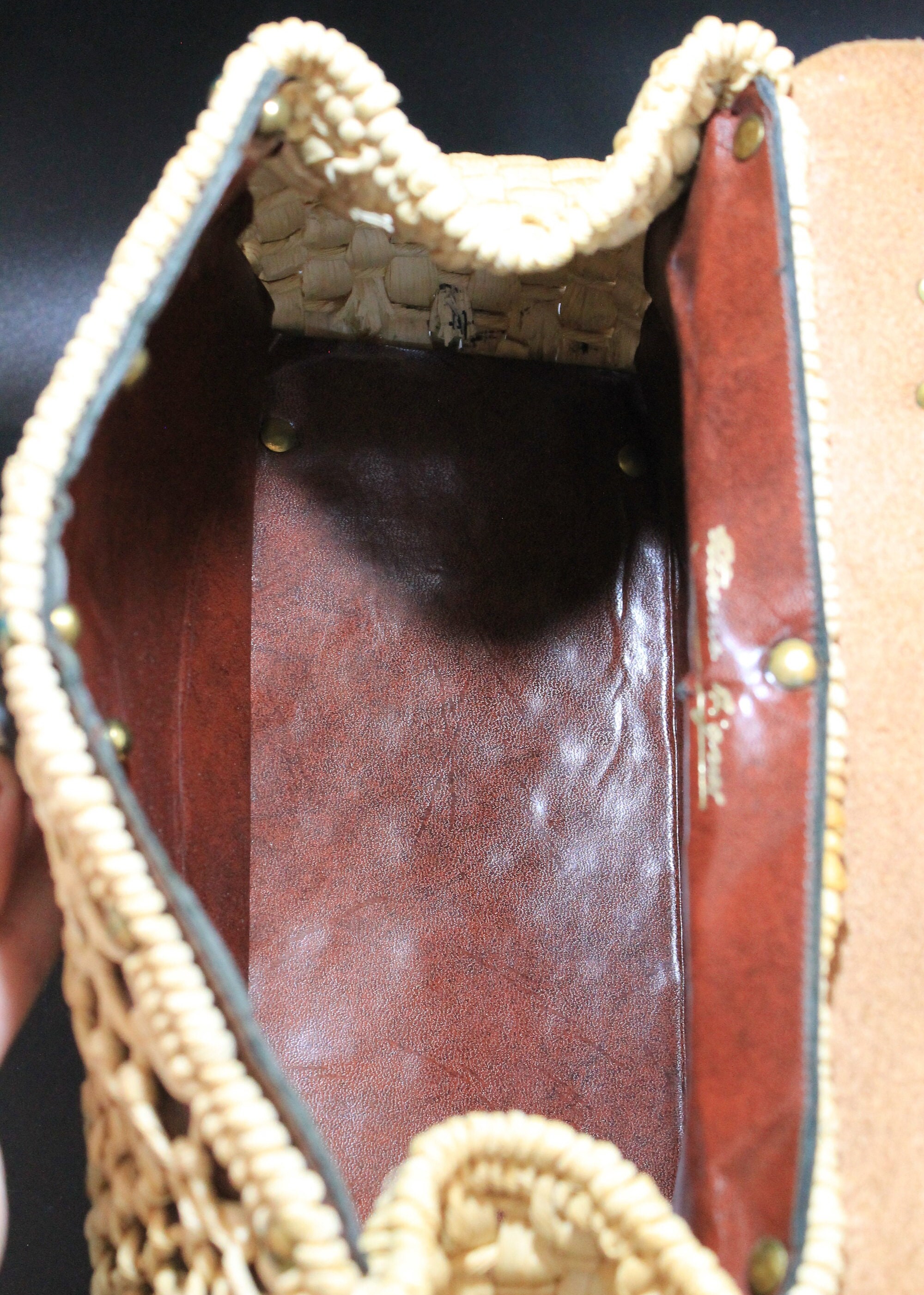 1960s Etienne Aigner Woven Straw Purse With Genuine Oxblood Leather Etsy