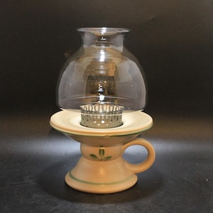 Royal Haeger Pottery Pillar Candle Holder with Hurricane Glass Shade