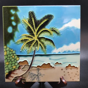 Palm Tree Beach Ceramic Tile