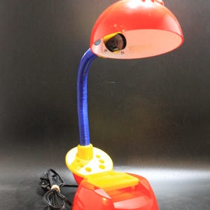 1980s Memphis Milano Style Gooseneck Table Lamp and Organizer in Primary Colors