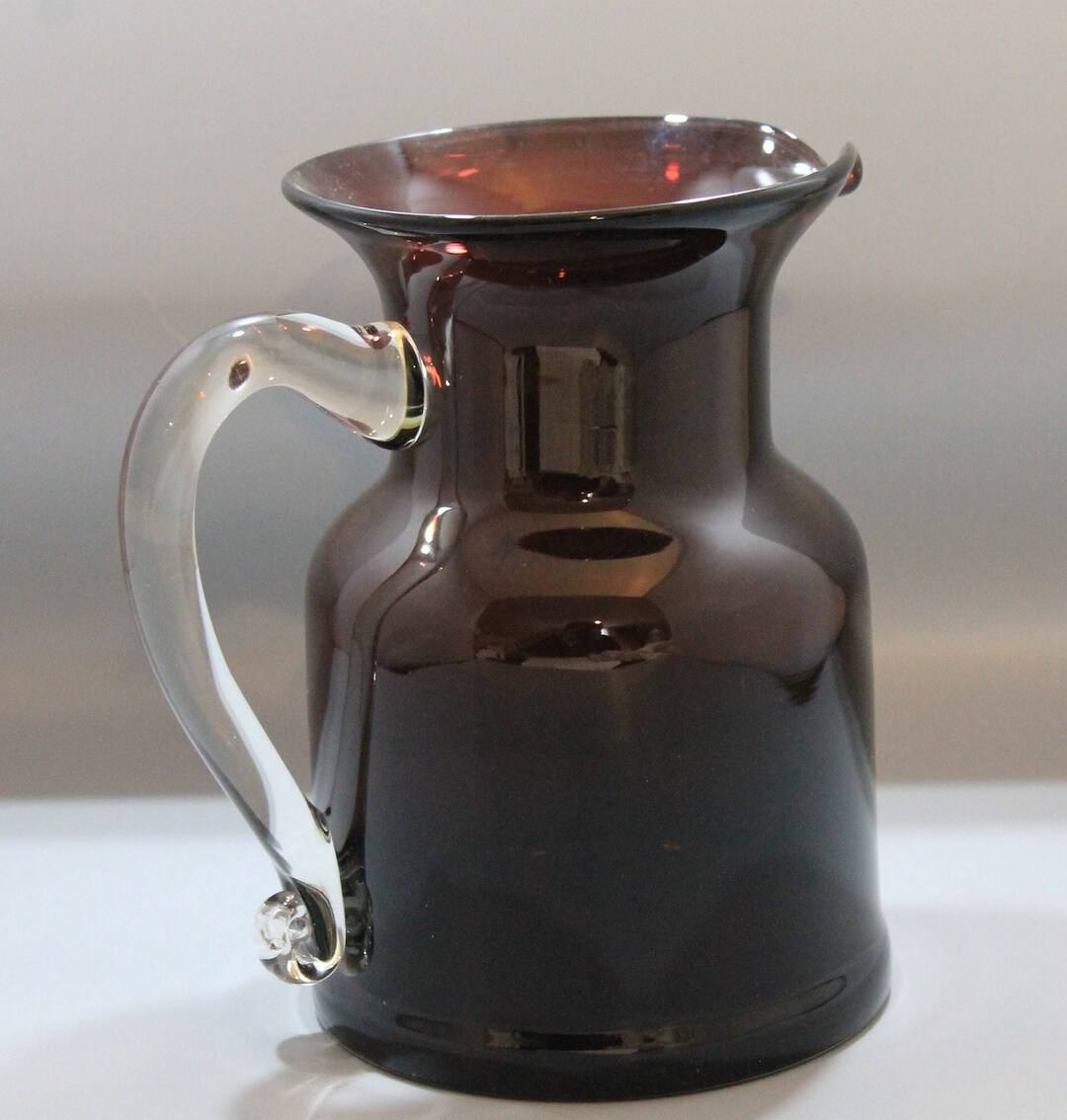 Amethyst Glass Pitcher With Clear Applied Handle - Etsy