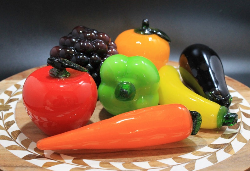Handblown Colored Glass Fruits and Vegetablesset of 7 Etsy