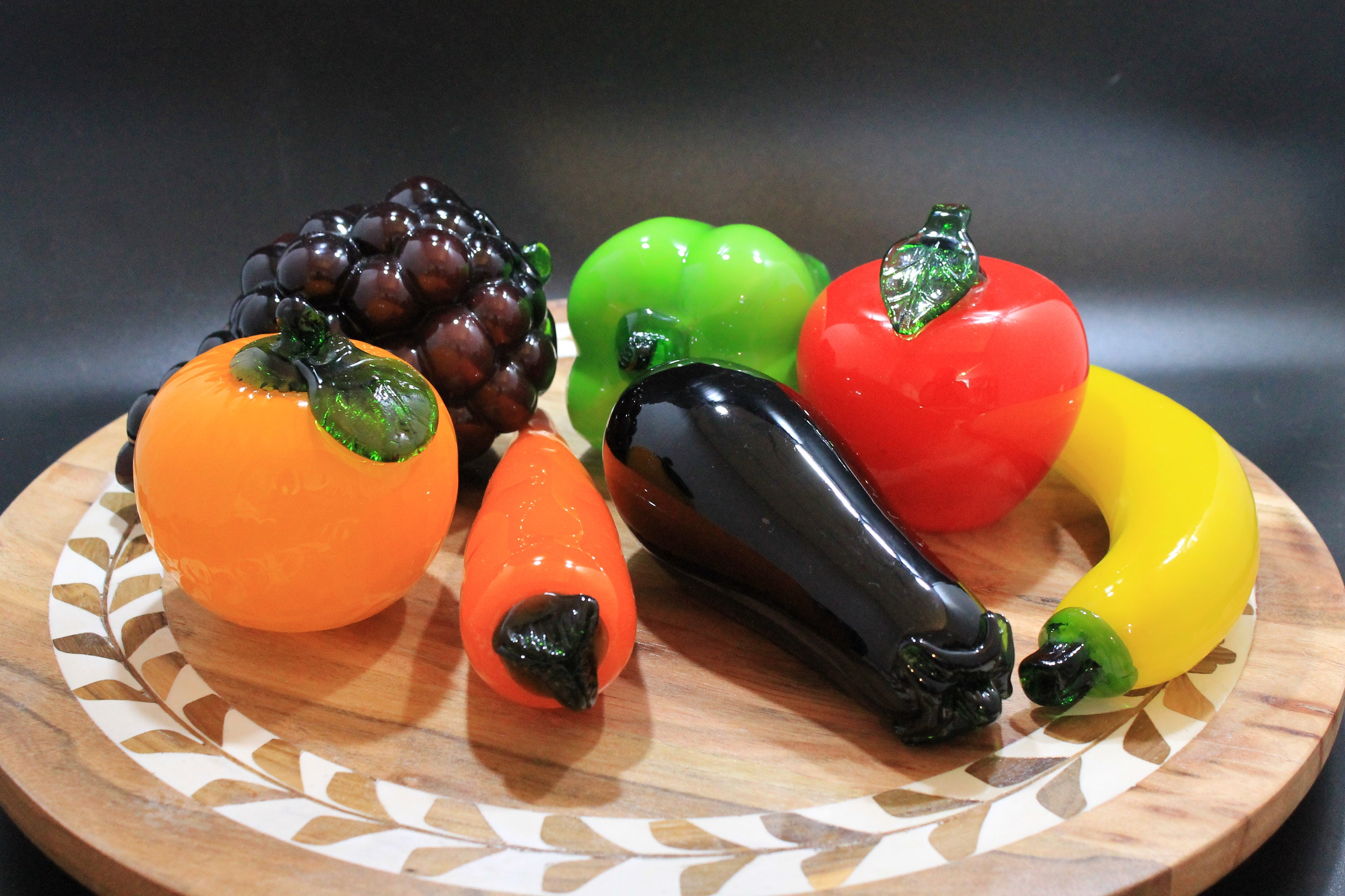 Handblown Colored Glass Fruits and Vegetablesset of 7 Etsy