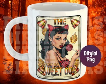De niet zo zoete Tarot Card PNG, Devil Girl Sublimatie Design, Halloween Png, T-shirt Mok PNG-bestand, Digitale Download
