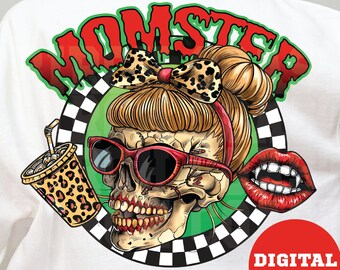 Momster Hallowen Png, Mom Halloween Png, Iced Coffee Png, Mom Life Png, Spooky Mama, Mama Png, Mama Sublimation Png