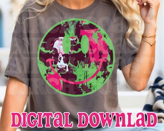 Smiley PNG Kuh Druck Smiley Gesicht png Pop Art Design-Ideen Sublimation Transfers Trendy Sommer png Girly Helle Hemden Retro Glückliches Gesicht