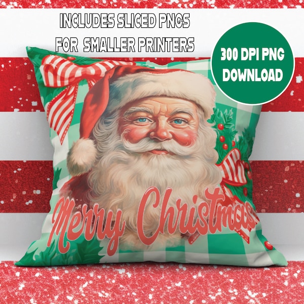 Grand millennial Santa Pillow PNG, Merry Christmas Pillow Png, Christmas Pillow Png, Sublimation Pillow Design