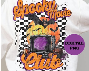 Vintage Retro Halloween Png Spooky Movie Club Scary Movie Png Halloween Png 80s Halloween 90s Halloween Sublimation DTF
