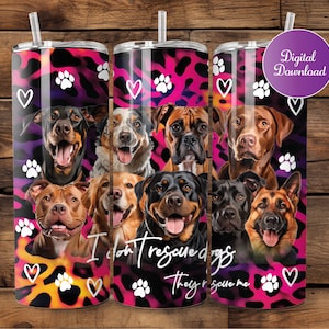 Dog Tumbler Wrap, No rescato perros ellos me rescatan envoltura de vaso, Negro y dorado, Dog Rescue Tumbler, Sublimación, rosa, púrpura, amarillo