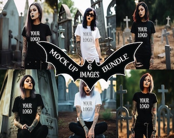 Gothic T Shirt Mockup Bundle, Gothic , Tattooed, Graveyard, Halloween Mockups, Halloween Shirt Mockups