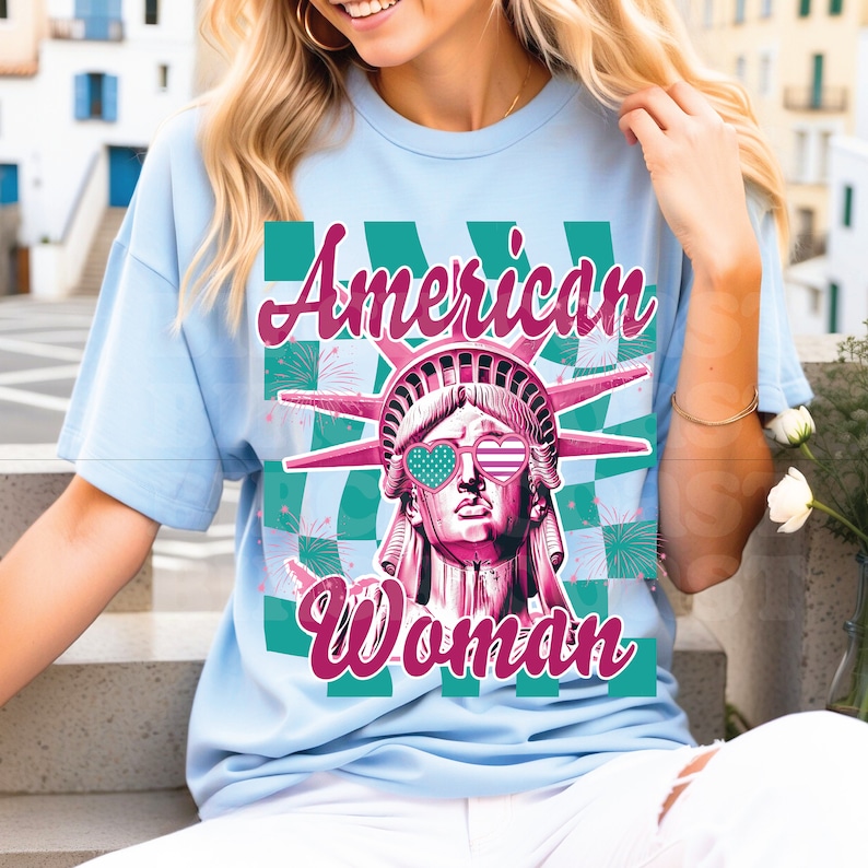 July Lady Fourth of July Lady Liberty Checkered Design PNG, American Woman ...