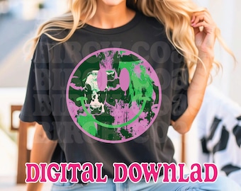 Smiley PNG Kuh Druck Smiley Gesicht png Pop Art Design-Ideen Sublimation Transfers Trendy Sommer png Girly Helle Hemden Retro Glückliches Gesicht