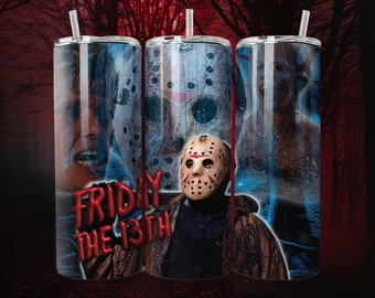 Jason Tumbler Wrap Friday The 13th Tumbler Halloween Tumbler Wrap Horror Tumbler Wrap Sublimation Digital Download