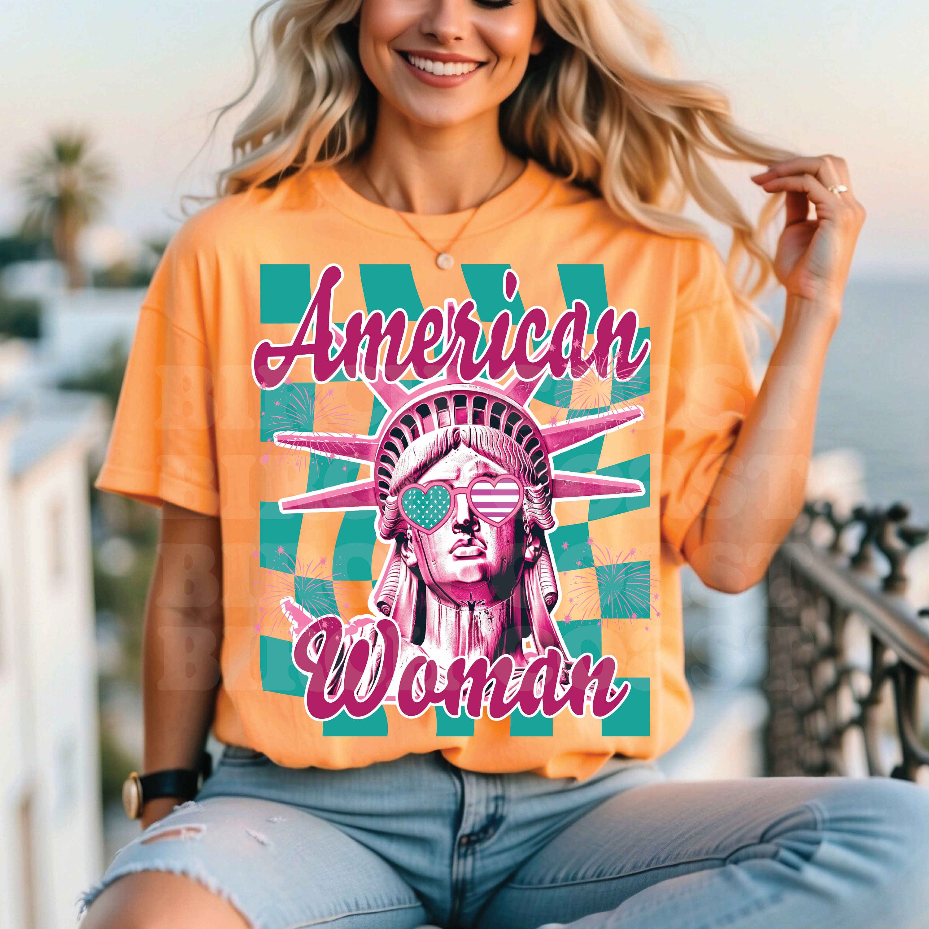 July Lady Fourth of July Lady Liberty Checkered Design PNG, American Woman ...