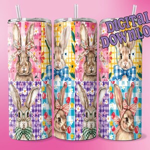 Easter Bunny Tumbler Wrap, 20oz Skinny Sublimation Tumbler Design, Easter Sublimation Design, Pastel Easter Tumbler Sublimation Download