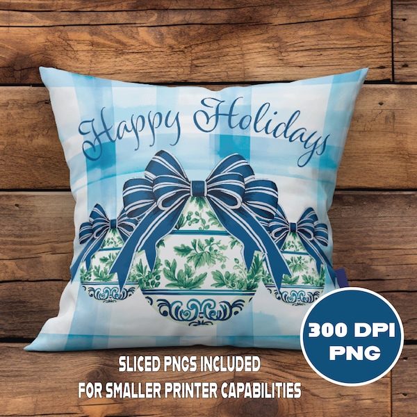 Grand millennial Chinoiseire Christmas Design, Christmas Pillow Png, Boho Christmas, Boho Chic, Shabby Chic, Sublimation, DTF