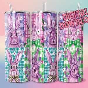 Easter Bunny Tumbler Wrap, 20oz Skinny Sublimation Tumbler Design, Easter Sublimation Design, Pastel Easter Tumbler Sublimation Download