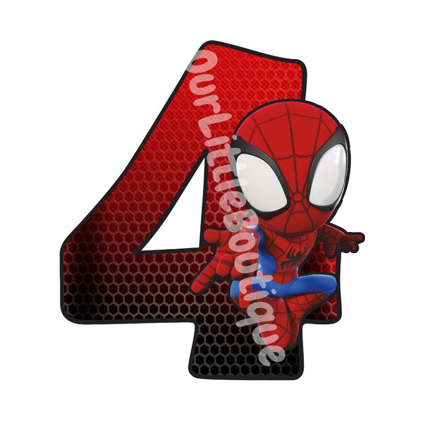 Printable Spidey 4th Birthday | Cake Topper | Digital Download | Ready to Print and Handcut | Instant Download | PNG