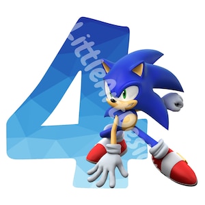 Printable Sonic The Hedgehog 4th Birthday | Cake Topper | Digitaler Download | Druckfertig und handgeschnittene | Sofortiger Download | Sonic Motiv