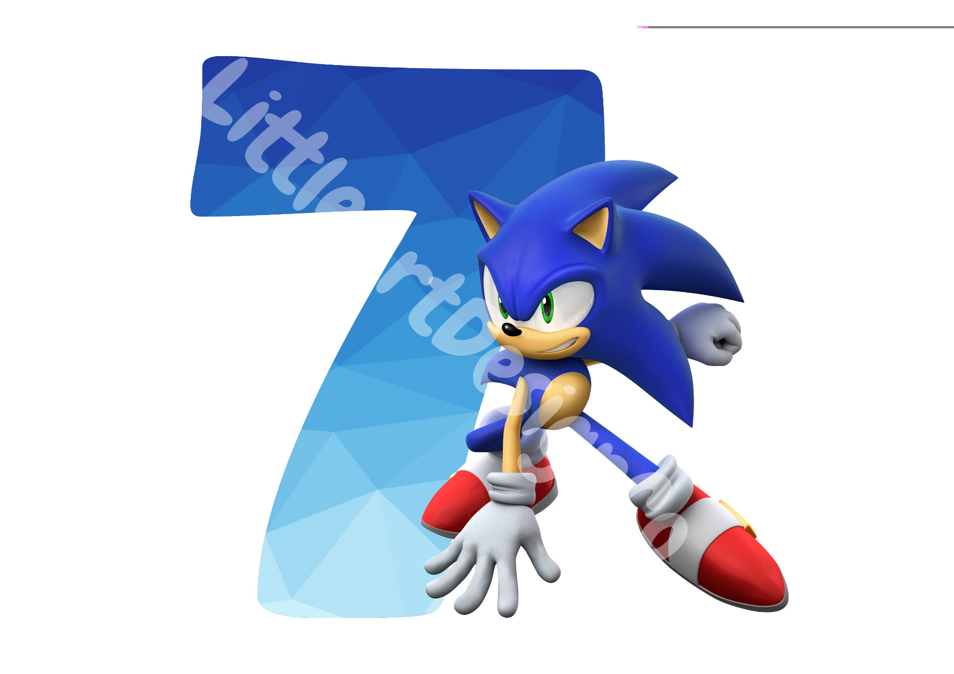 Printable Sonic the Hedgehog 7th Birthday Cake (Instant Download