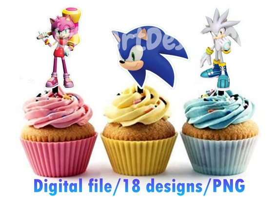 33 Piece Sonic Cake Toppers with 1 Cake Topper, 16 Cupcake Toppers