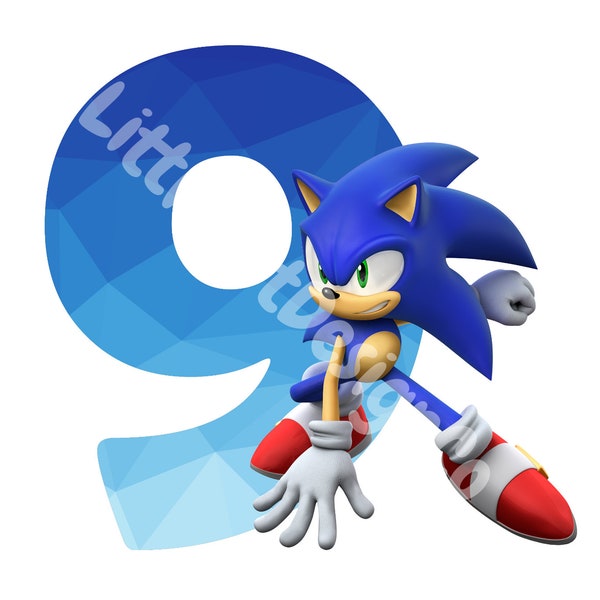 Printable Sonic The Hedgehog 9th Birthday | Cake Topper | Digital Download | Ready to Print and Handcut | Instant Download | Sonic Theme