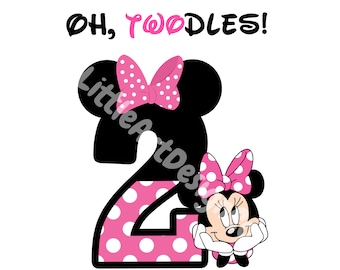 Printable PNG | Oh Twodles | Minnie Mouse | Digital Download | Instant Download | Minnie Theme Png