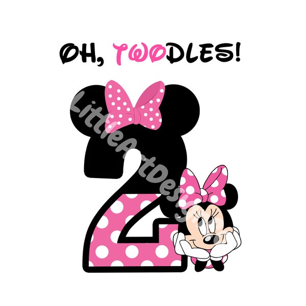 Printable PNG | Oh Twodles | Minnie Mouse | Digital Download | Instant Download | Minnie Theme Png