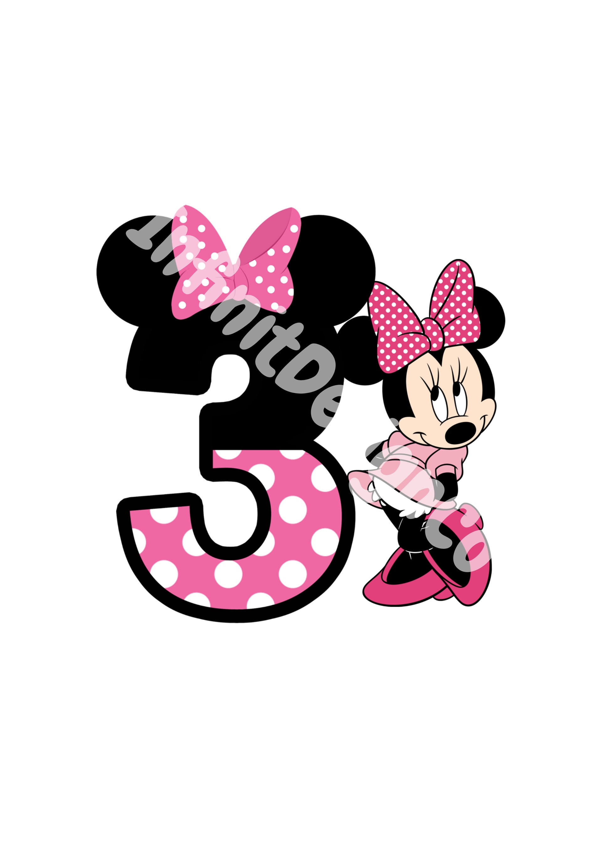 Printable PNG Minnie Mouse 3rd Birthday Digital Download Instant