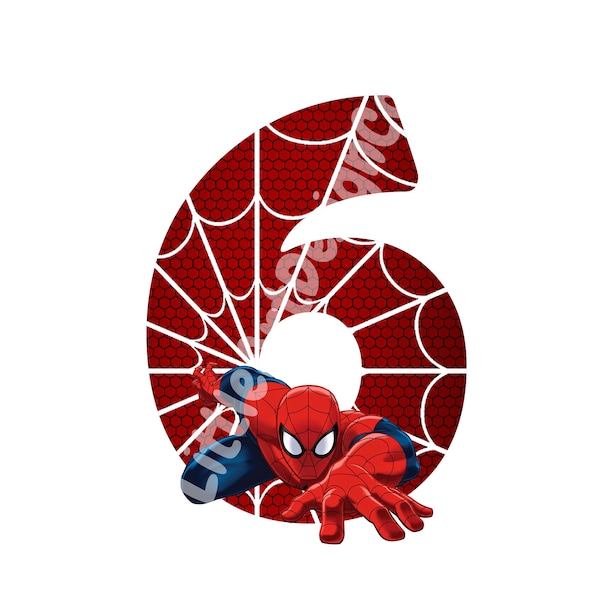 Stampabile Spiderman 6 ° compleanno / Cake Topper / Download digitale / Pronto per la stampa e taglio a mano / Download istantaneo / PNG