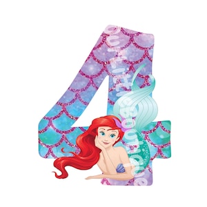 Printable Little Mermaid 4th Birthday | Cake Topper | Digital Download | Ready to Print and Handcut | Instant Download |Little Mermaid Theme