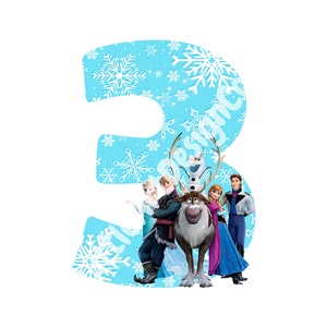 Stampabile Frozen 3 ° compleanno / Cake Topper / Download digitale / Pronto per la stampa e taglio a mano / Download istantaneo / Tema congelato