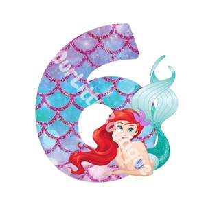 Printable Little Mermaid 6th Birthday | Cake Topper | Digital Download | Ready to Print and Handcut | Instant Download |Little Mermaid Theme