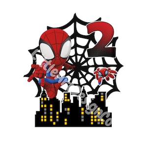 Printable Spidey 2nd Birthday | Cake Topper | Digital Download | Ready to Print and Handcut | Instant Download | PNG