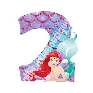 Printable Little Mermaid 2nd Birthday | Cake Topper | Digital Download | Ready to Print and Handcut | Instant Download |Little Mermaid Theme