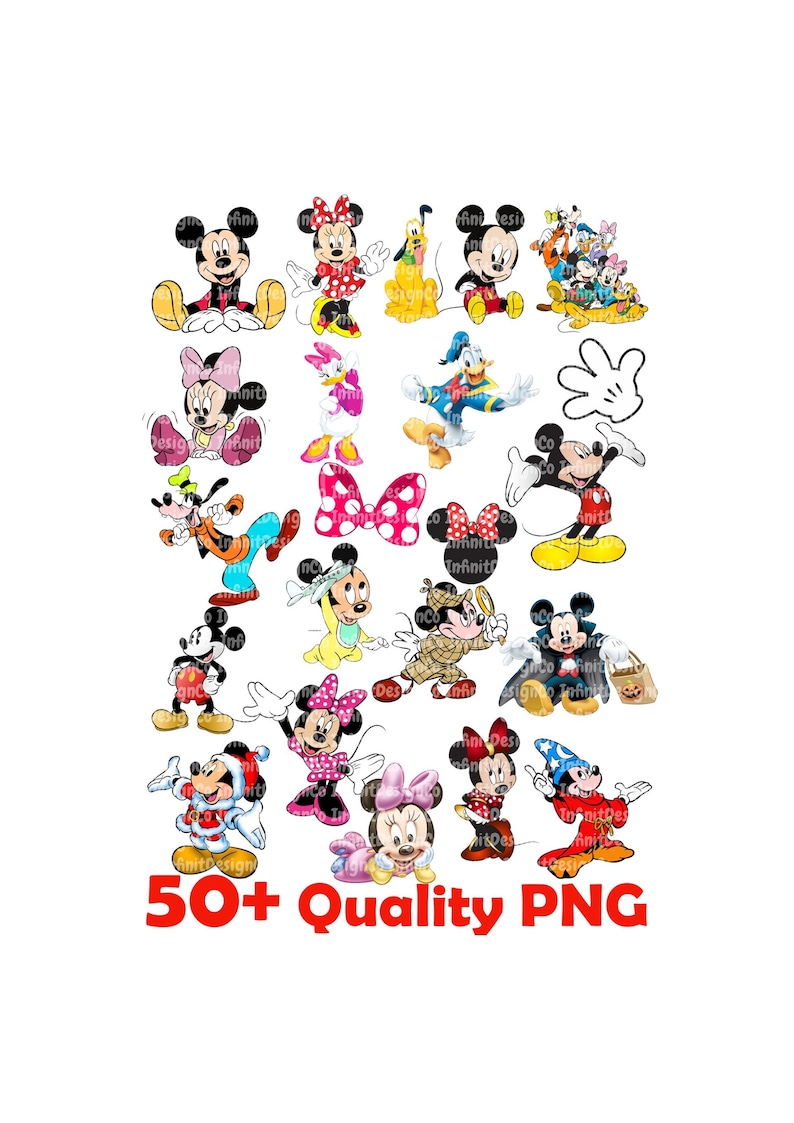 Printable Mickey Mouse Characters PNG Digital Download Etsy