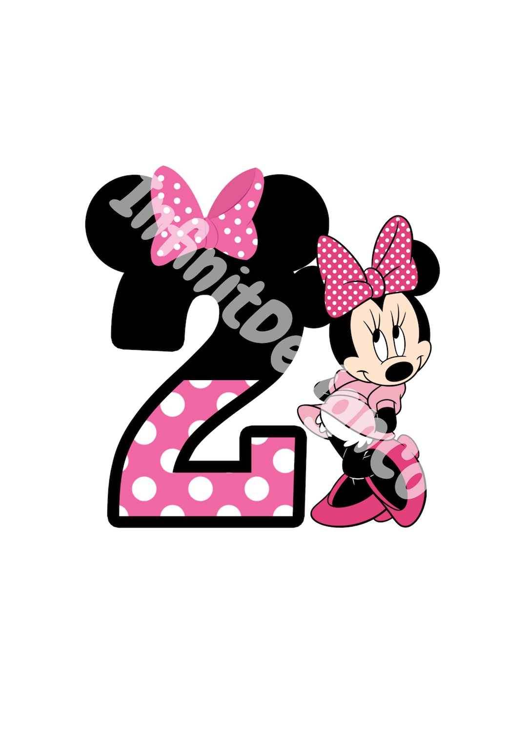 Printable PNG Minnie Mouse 2nd Birthday Digital Download Instant
