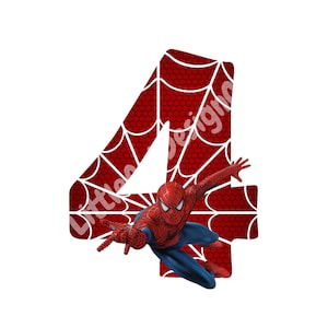 Printable Spiderman 4th Birthday | Cake Topper | Digital Download | Ready to Print and Handcut | Instant Download | PNG