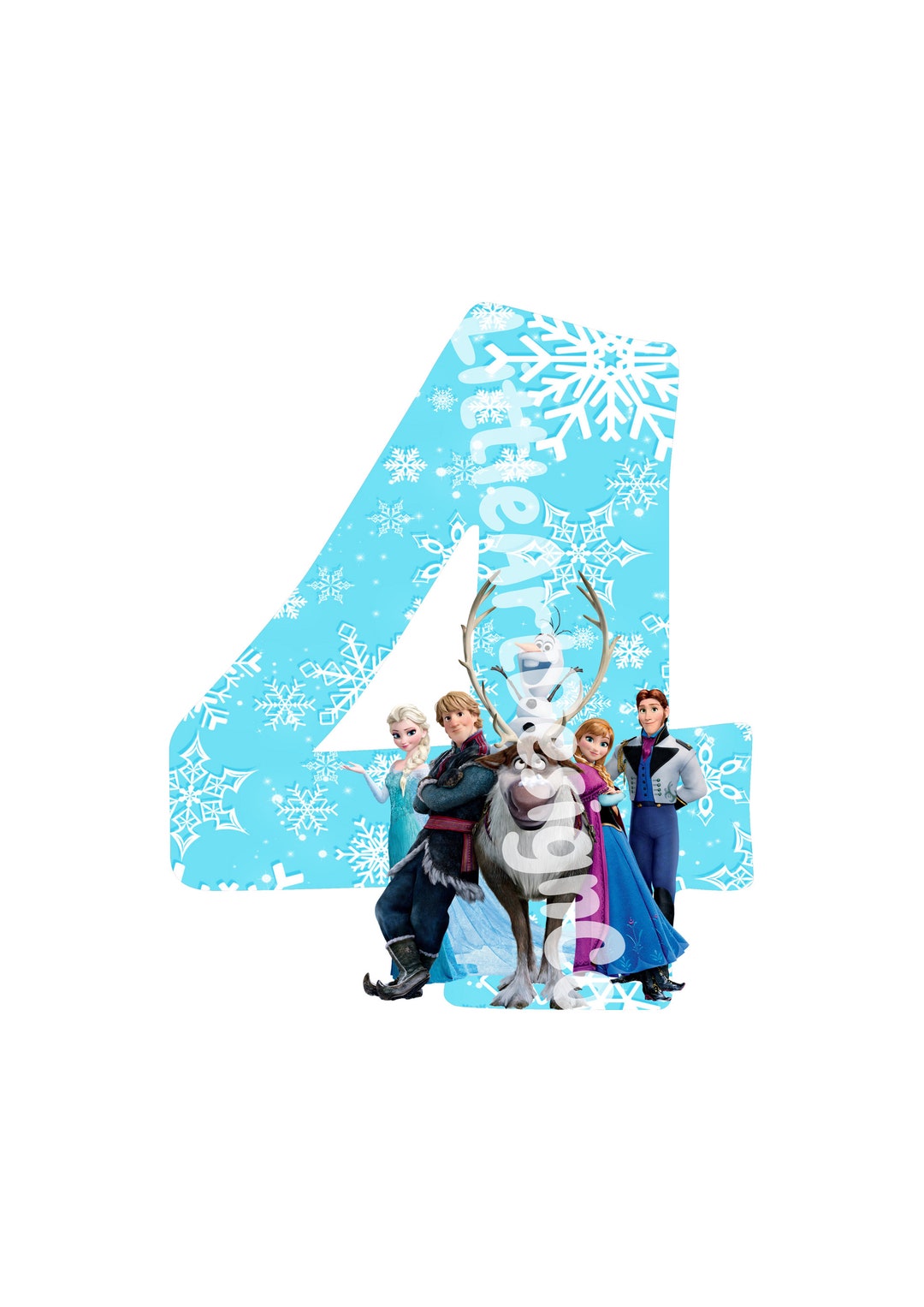 Printable Frozen 4th Birthday Cake Topper Digital Download Ready to Print and Handcut Instant