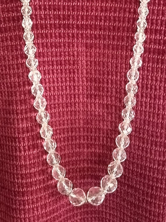 Vintage Crystal Glass Beaded Necklace, 1950s - image 1