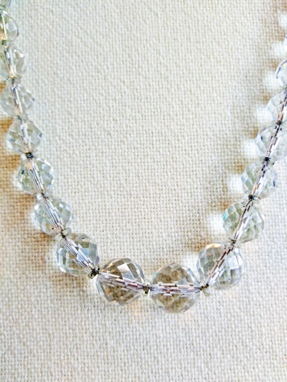 Vintage Crystal Glass Beaded Necklace, 1950s - image 4
