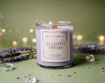 Delightful Dream 100% Soy Candle 8.5oz All Natural Wood Wick Scented Soy Candle Luxury Scents Lavender Sage