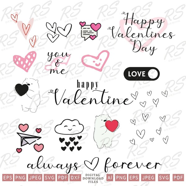 Hapy Valentines Day SVG, Valentine's Day Teddy Bear, Love Svg Png, Heart Love Svg Files For Cricut, Sublimation Designs Downloads