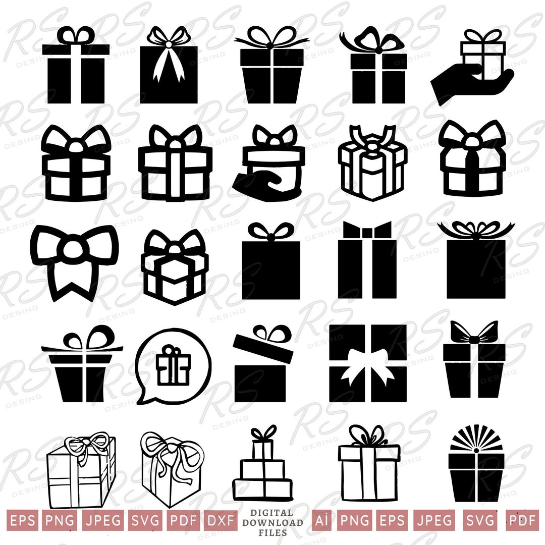 Gift Box Svg Bundle, Gift Icon Png Svg, Gift for Him & Her Svg Print
