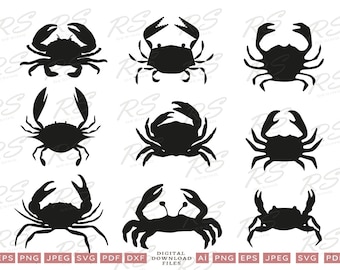 Bundle Svg crabe, fichiers vectoriels animaux marins, clipart crabe, crabe pour cricut, Silhouette de crabe, océan life Svg crabe Svg Png Dxf